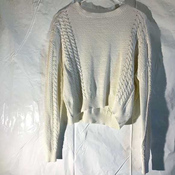 Volcom Cream/White Cable Knit Long Sleeve Sweater